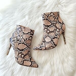 Charlotte Russe Faux Snakeskin Print Ankle Boots High Heels Women Size 8